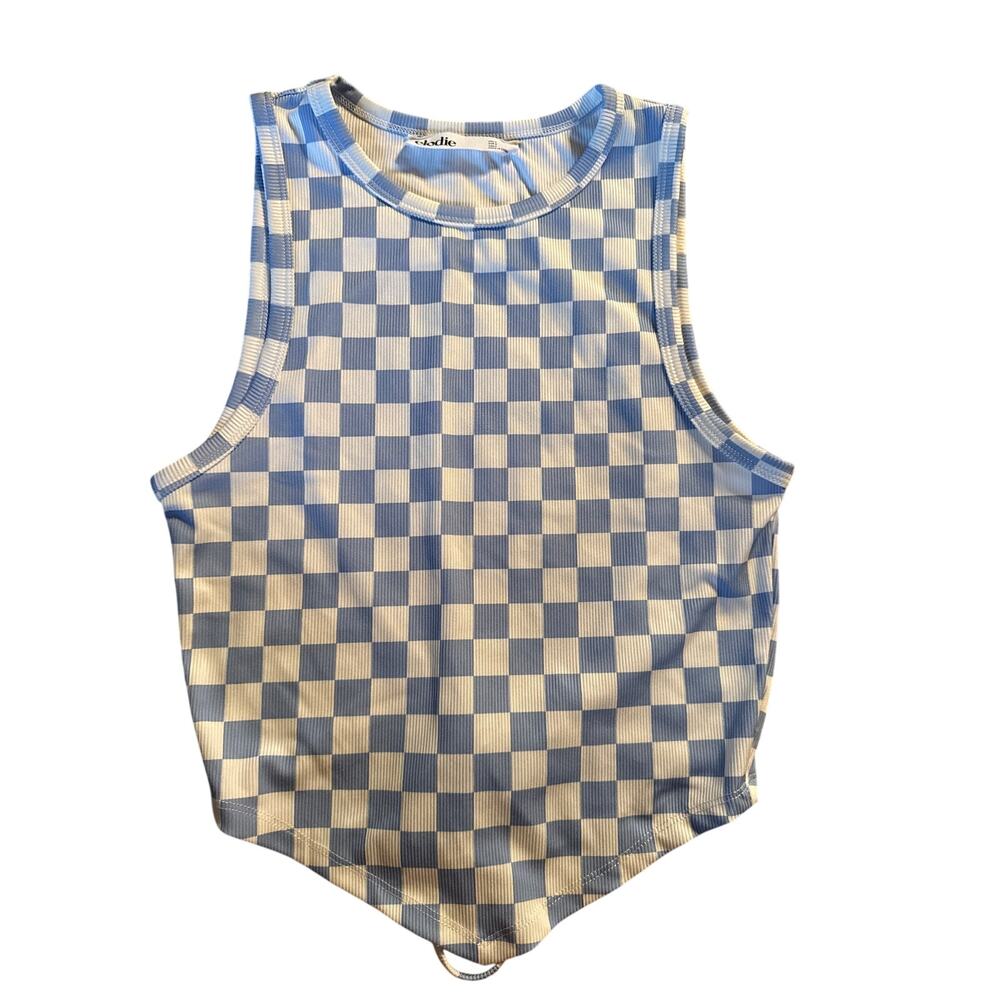 ELODIE,  CHECKERED CROP TOP- small S